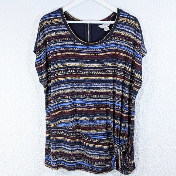 Christopher & Banks Abstract Stripes Jersey Top - Picture 1 of 7